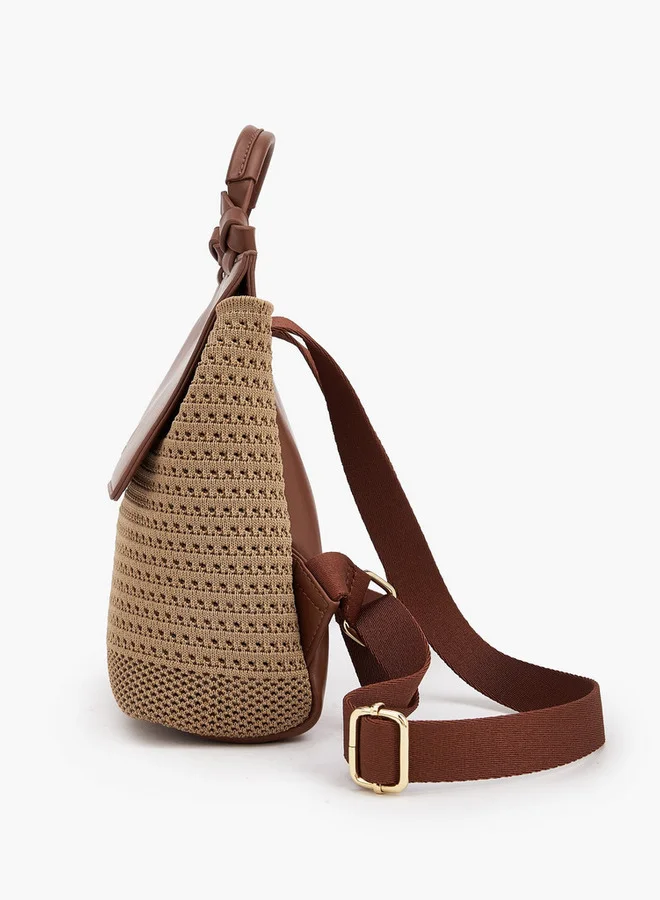 MISSY  Textured Backpack With Flap Closure  | Best Price UAE